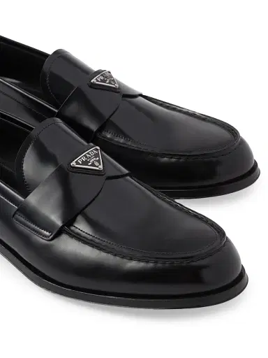 Prada Men's Brushed Leather Loafers - Black - Size 10 | Thumbnail 4