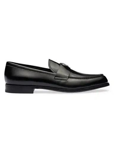 Prada Men's Brushed Leather Loafers - Black - Size 10 | Thumbnail 1