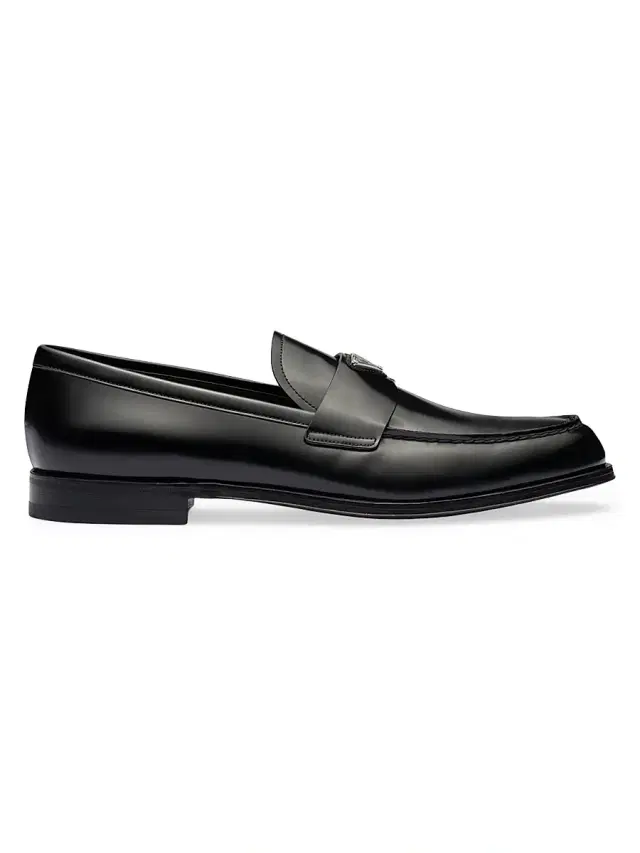 Men's Brushed Leather Loafers - Black