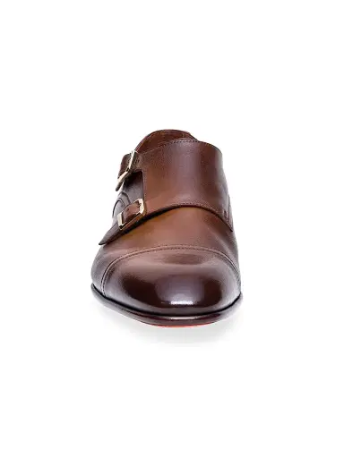 Santoni Men's Adrian Monk-Strap Leather Dress Shoes - Brown - Size 14 | Thumbnail 3