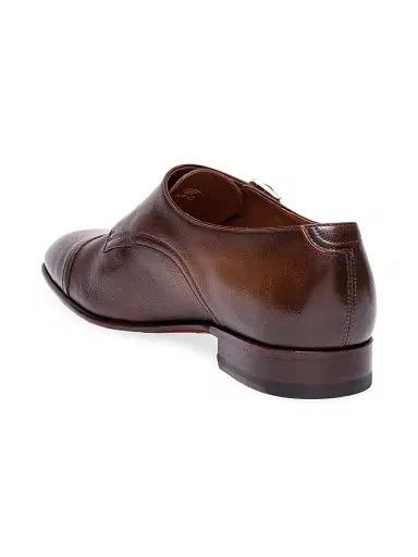 Santoni Men's Adrian Monk-Strap Leather Dress Shoes - Brown - Size 14 | Thumbnail 4