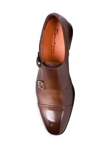 Santoni Men's Adrian Monk-Strap Leather Dress Shoes - Brown - Size 14 | Thumbnail 5