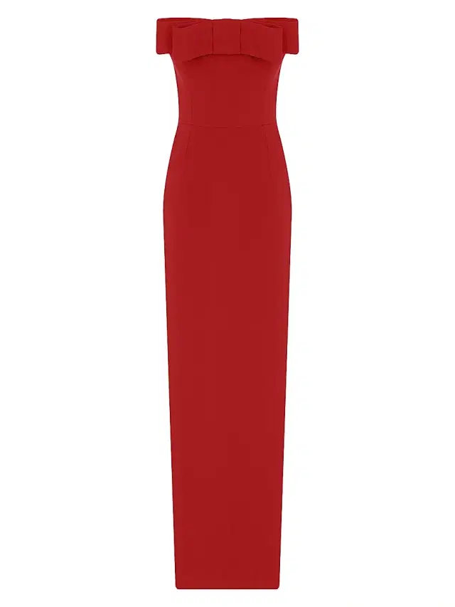 The New Arrivals Ilkyaz Ozel Women's Sisu Bow-Detailed Strapless Midi-Dress - Pedro Red