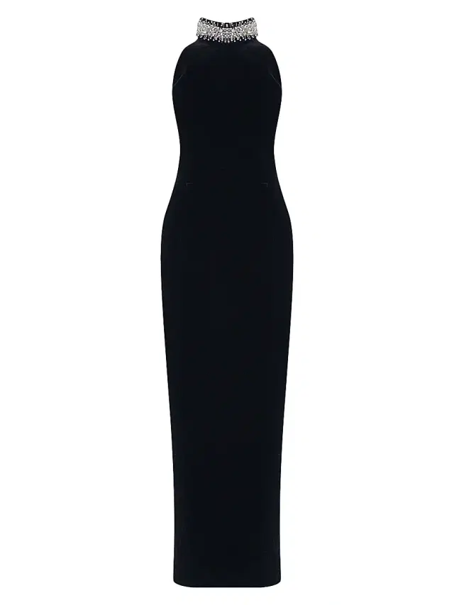 The New Arrivals Ilkyaz Ozel Women's Hemingway Crystal-Embellished Silk Maxi-Dress - Imperial Noir