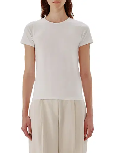 Another Tomorrow Women's Fitted Tee - White | Thumbnail 3 Another Tomorrow Women's Fitted Tee - White | Thumbnail 3
