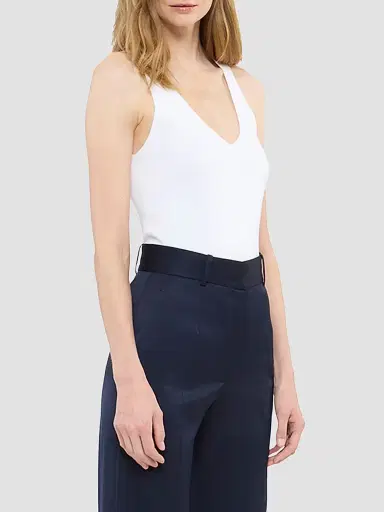 Another Tomorrow Women's Deep V Tank Knit - White | Thumbnail 3 Another Tomorrow Women's Deep V Tank Knit - White | Thumbnail 3