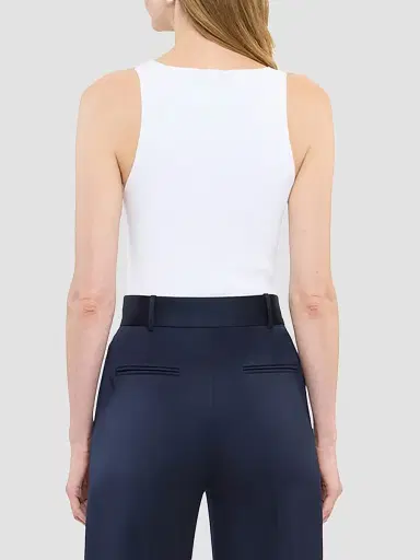 Another Tomorrow Women's Deep V Tank Knit - White | Thumbnail 4 Another Tomorrow Women's Deep V Tank Knit - White | Thumbnail 4