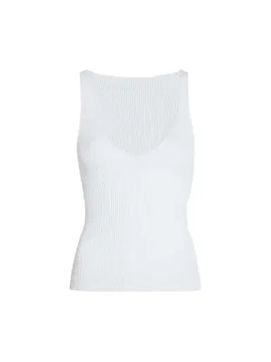 Another Tomorrow Women's Deep V Tank Knit - White | Thumbnail 1 Another Tomorrow Women's Deep V Tank Knit - White | Thumbnail 1