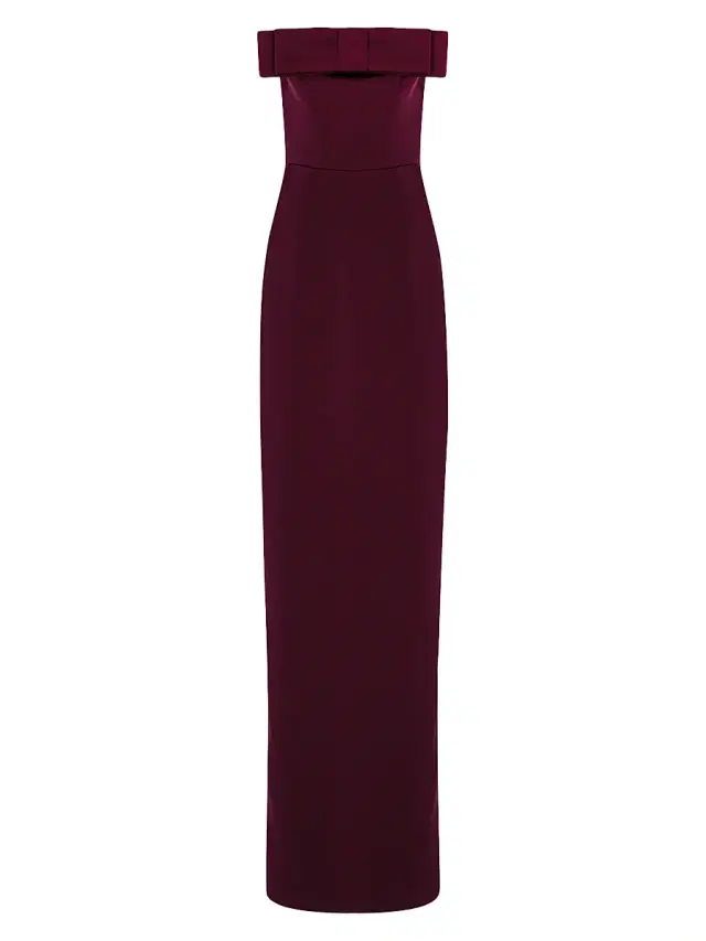 The New Arrivals Ilkyaz Ozel Women's Sisu Bow Strapless Gown - Blood Moon