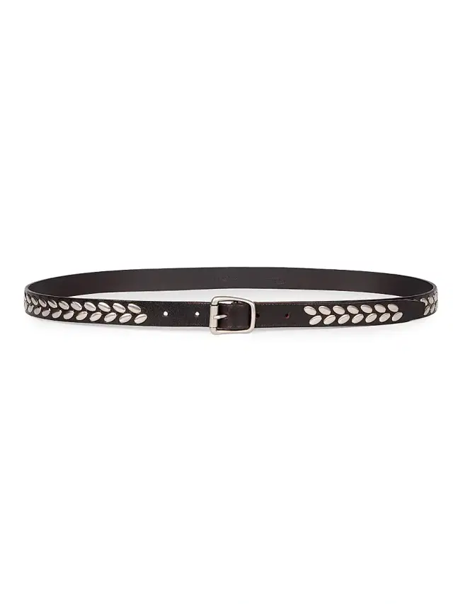 Lemaire Men's Almond Studded Leather Belt - Dark Brown
