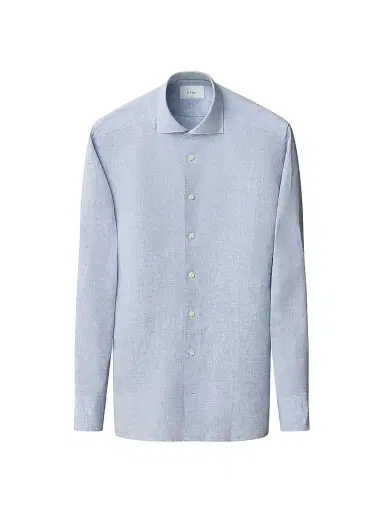 Eton Men's Slim-Fit Solid Linen Shirt - Blue - Size 17.5 | Thumbnail 2