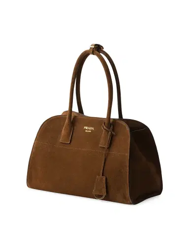 Prada Women's Suede Tote Bag - Dark Brown | Thumbnail 2 Prada Women's Suede Tote Bag - Dark Brown | Thumbnail 2