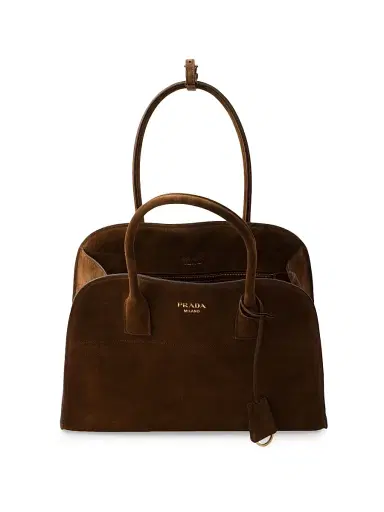 Prada Women's Suede Tote Bag - Dark Brown | Thumbnail 4 Prada Women's Suede Tote Bag - Dark Brown | Thumbnail 4