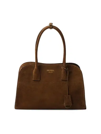 Prada Women's Suede Tote Bag - Dark Brown | Thumbnail 1 Prada Women's Suede Tote Bag - Dark Brown | Thumbnail 1