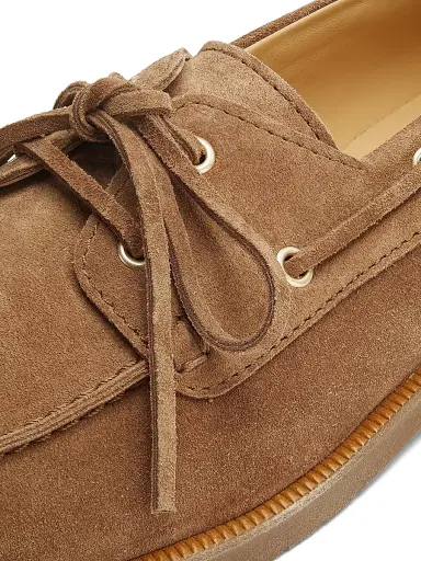 Brunello Cucinelli Men's Washed Suede Boat Shoes - Brown | Thumbnail 5 Brunello Cucinelli Men's Washed Suede Boat Shoes - Brown | Thumbnail 5