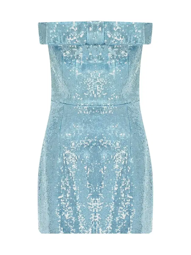 Women's Sisu Sequined Bow Strapless Minidress - Sparkling Azure