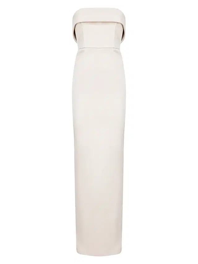 The New Arrivals Ilkyaz Ozel Women's Rhea Satin Strapless Column Gown - Meringue