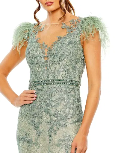 Mac Duggal Women's Embellished Lace Trumpet Gown - Sage - Size 18 | Thumbnail 3 Mac Duggal Women's Embellished Lace Trumpet Gown - Sage - Size 18 | Thumbnail 3