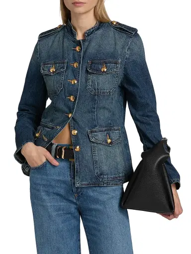 Nili Lotan Women's Geraldine Denim Utilitarian Jacket | Thumbnail 3 Nili Lotan Women's Geraldine Denim Utilitarian Jacket | Thumbnail 3