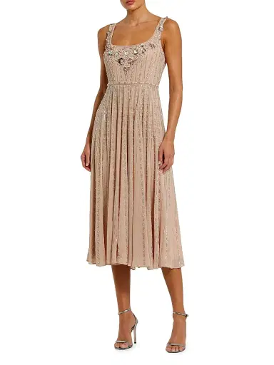 Mac Duggal Women's Embellished Georgette Scoopneck Midi-Dress - Rose - Size 16 | Thumbnail 1 Mac Duggal Women's Embellished Georgette Scoopneck Midi-Dress - Rose - Size 16 | Thumbnail 1