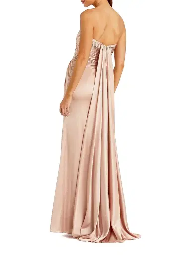 Mac Duggal Women's Satin Ruched Strapless Gown - Oyster - Size 12 | Thumbnail 2