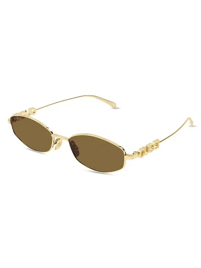 Women's Block 55MM Logo Oval Sunglasses - Gold Green