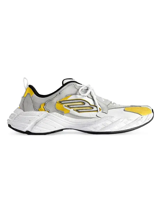 Balenciaga Men's Monday Sneakers - Grey White Yellow
