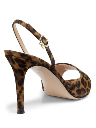 Gianvito Rossi Women's Camoscio 5MM Leopard-Print Suede Sandals - Almond Leopard Print | Thumbnail 3