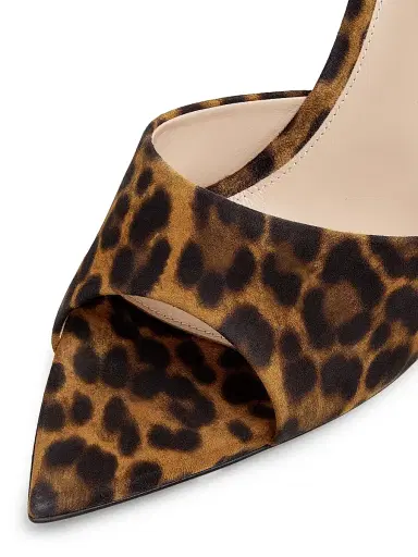 Gianvito Rossi Women's Camoscio 5MM Leopard-Print Suede Sandals - Almond Leopard Print | Thumbnail 6