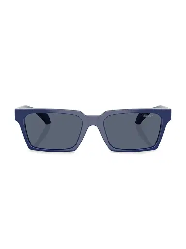 Versace Men's 55MM Rectangular Sunglasses - Solid Blue | Thumbnail 2