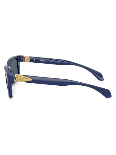 Versace Men's 55MM Rectangular Sunglasses - Solid Blue | Thumbnail 3