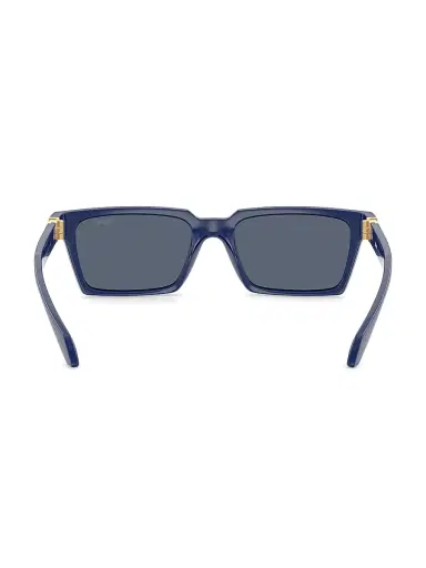 Versace Men's 55MM Rectangular Sunglasses - Solid Blue | Thumbnail 4