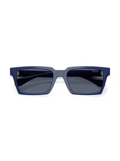 Versace Men's 55MM Rectangular Sunglasses - Solid Blue | Thumbnail 5