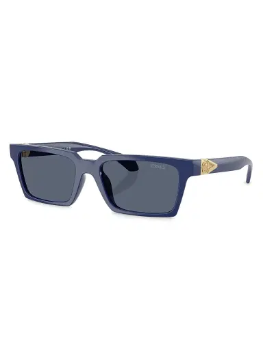 Versace Men's 55MM Rectangular Sunglasses - Solid Blue | Thumbnail 1