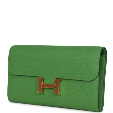 HERMÈS Hermes Constance Wallet To Go Vert Yucca Epsom Gold Hardware | Thumbnail 5