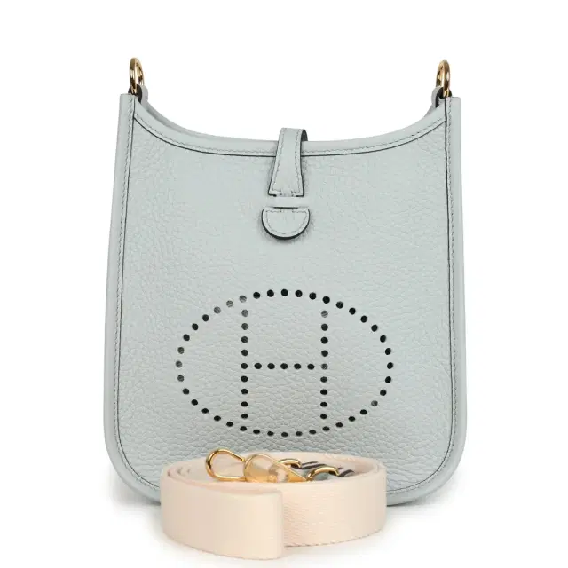 hermes Hermes Evelyne TPM Bleu Pale Clemence Palladium Hardware