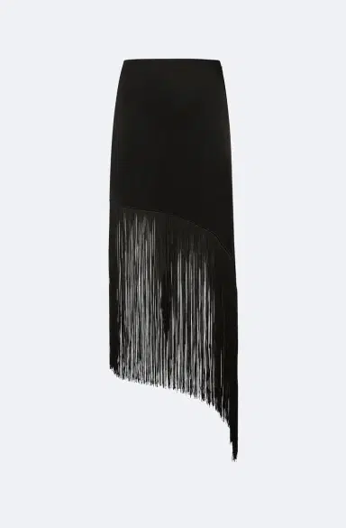 LAPOINTE Satin Asymmetric Fringe Skirt | Thumbnail 4 LAPOINTE Satin Asymmetric Fringe Skirt | Thumbnail 4