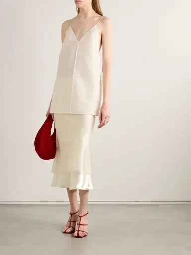 Khaite Monina Layered Satin And Organza Midi Skirt | Thumbnail 2