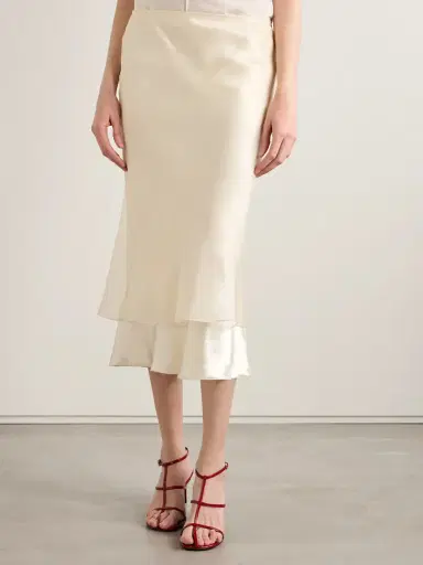 Khaite Monina Layered Satin And Organza Midi Skirt | Thumbnail 3