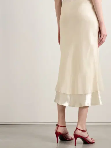 Khaite Monina Layered Satin And Organza Midi Skirt | Thumbnail 4