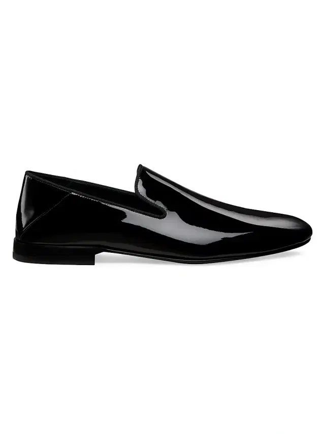 Stuart Weitzman Men's Buzz Patent Leather Loafers - Black - Size 12