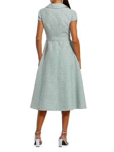 Mac Duggal Women's Tweed Belted Midi-Shirtdress | Thumbnail 2 Mac Duggal Women's Tweed Belted Midi-Shirtdress | Thumbnail 2