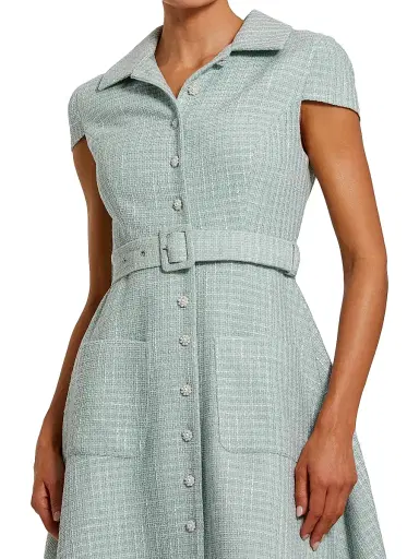 Mac Duggal Women's Tweed Belted Midi-Shirtdress | Thumbnail 3 Mac Duggal Women's Tweed Belted Midi-Shirtdress | Thumbnail 3