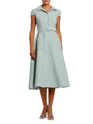 Mac Duggal Women's Tweed Belted Midi-Shirtdress | Thumbnail 1 Mac Duggal Women's Tweed Belted Midi-Shirtdress | Thumbnail 1