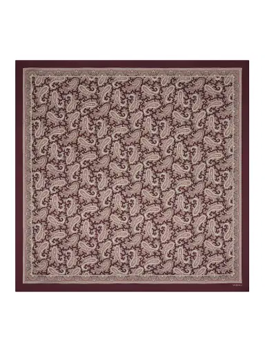 Saint Laurent Women's  Square Scarf in Paisley Silk Charmeuse - Sienna Beige | Thumbnail 2