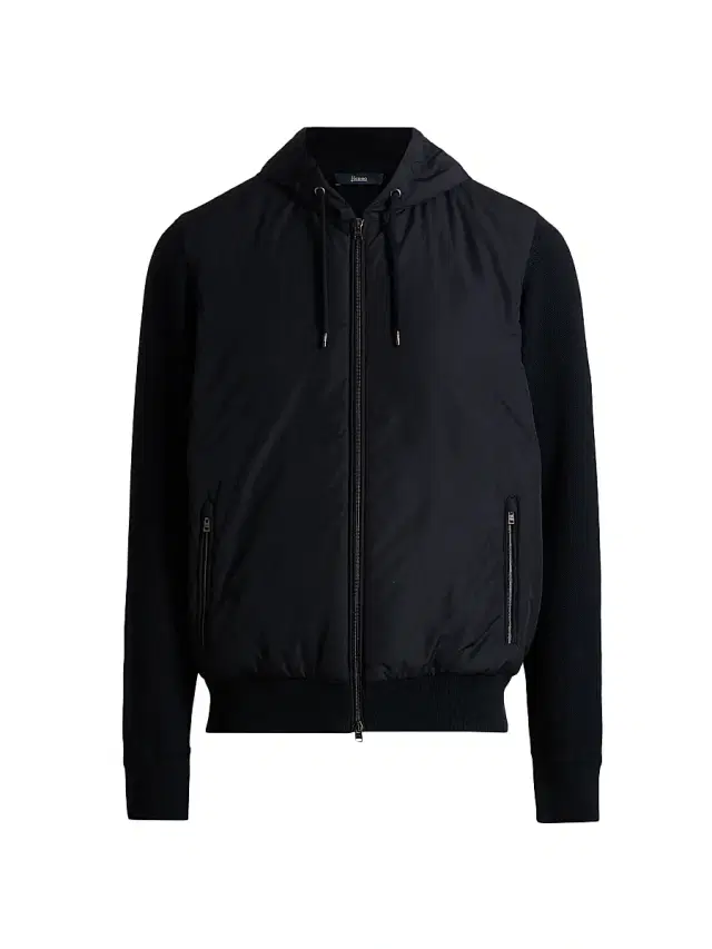 Men's Cotton Hooded Bomber Jacket - Blue Navy