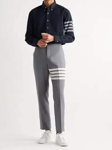 Thom Browne Button-Down Collar Striped Cotton-Flannel Shirt - Men | Thumbnail 2 Thom Browne Button-Down Collar Striped Cotton-Flannel Shirt - Men | Thumbnail 2
