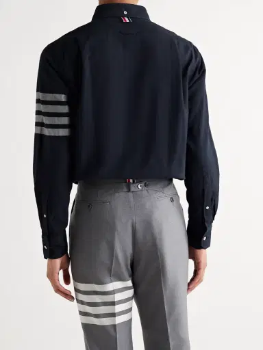 Thom Browne Button-Down Collar Striped Cotton-Flannel Shirt - Men | Thumbnail 3 Thom Browne Button-Down Collar Striped Cotton-Flannel Shirt - Men | Thumbnail 3