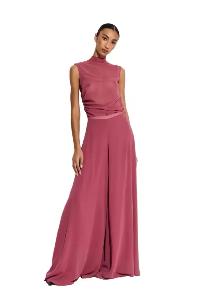 LAPOINTE Lightweight Georgette Wide Leg Pant With Pockets