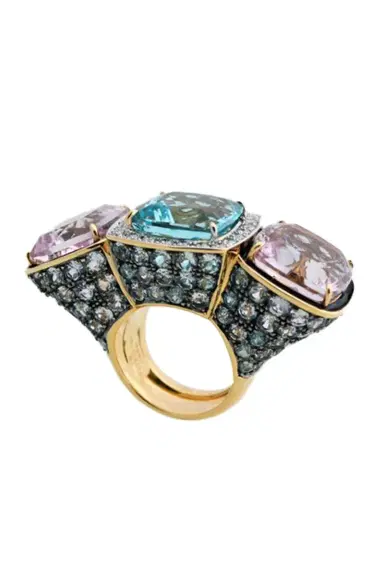 TONY DUQUETTE Aquamarine Kunzite Diamond Ring | Thumbnail 1